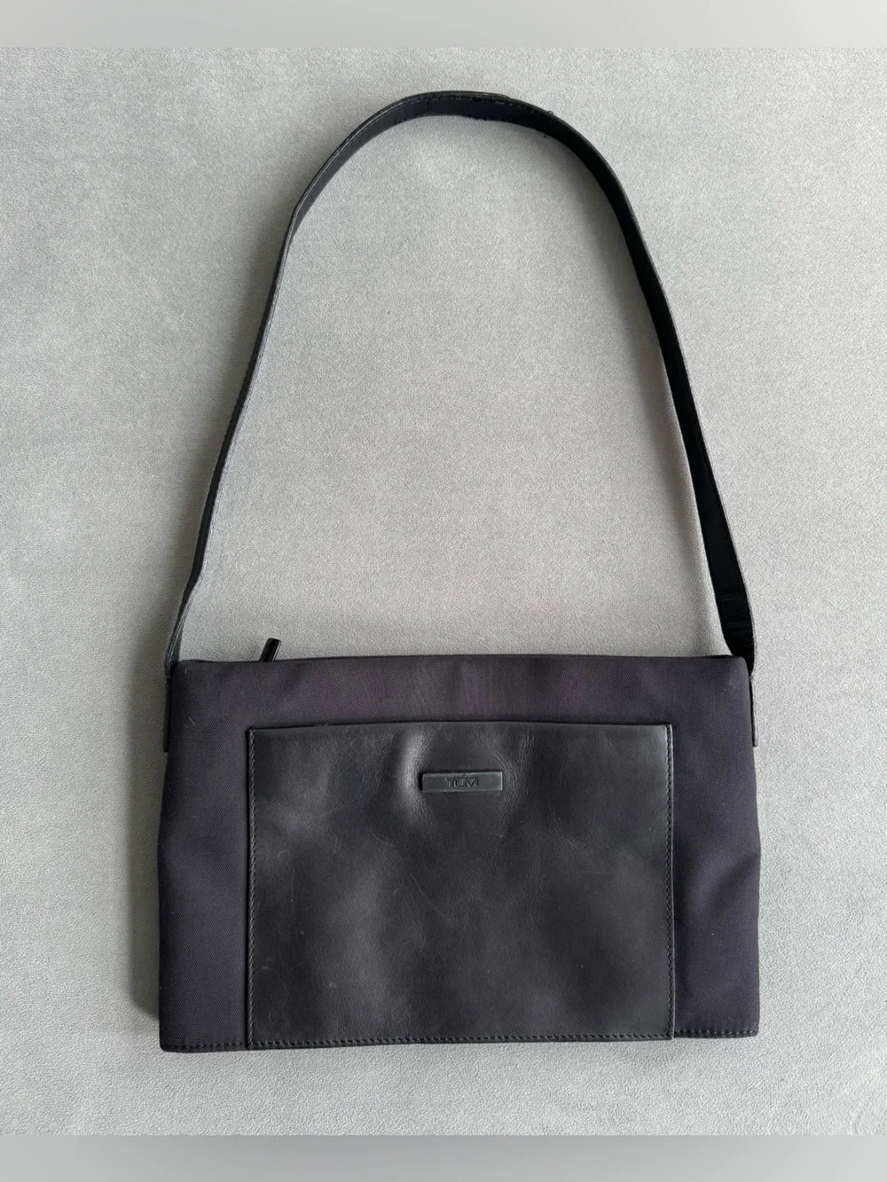 Vintage TUMI 05004 Black Leather Nylon Shoulder Bag Y2K